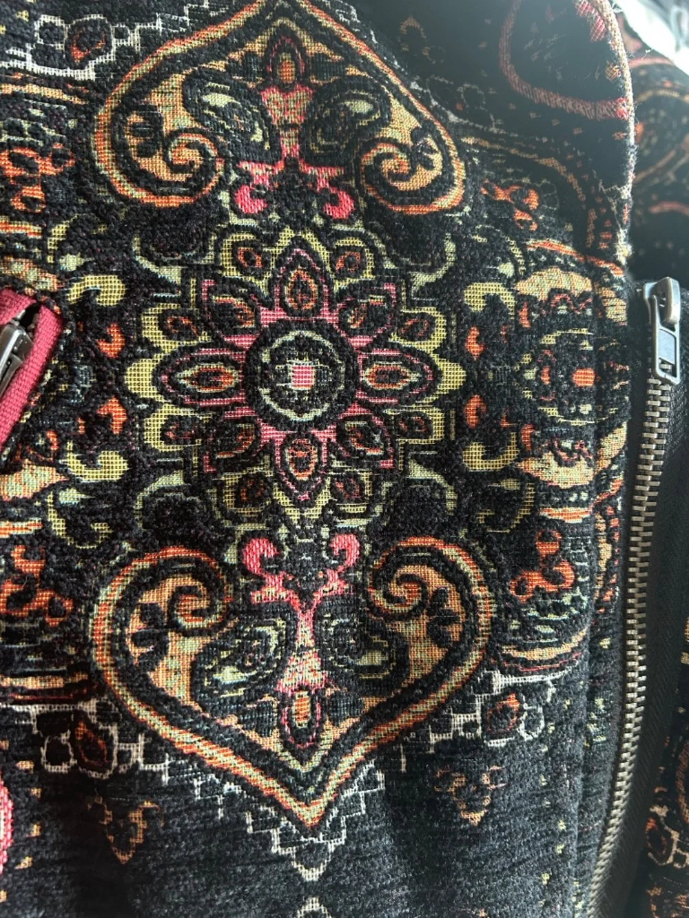 Free People Women's Tapestry Labyrinth Patterned Moto Jacket size M